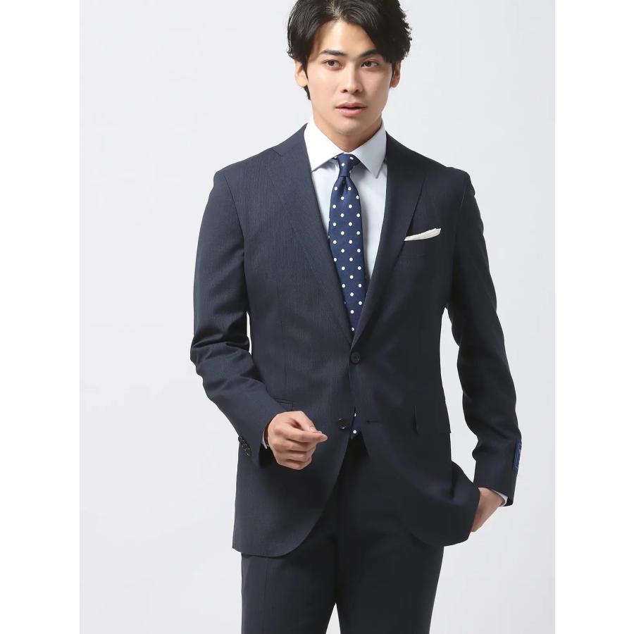 【スーツスクエア】メンズ 涼しい 上下セット 冷たいスーツ ツーパンツ 洗える ネイビー ブルー 紺 青 軽量 2つボタン ビジネス スリム スペアパンツ パンツ2本の画像
