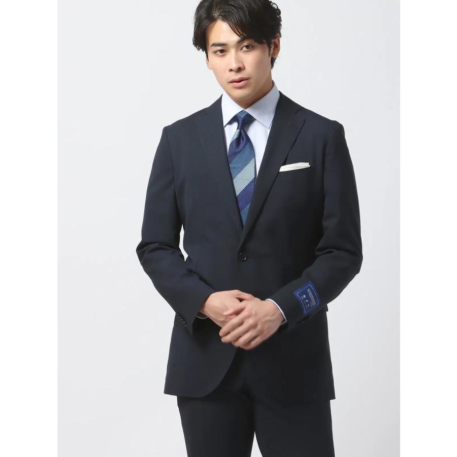 【スーツスクエア】メンズ 涼しい 上下セット 冷たいスーツ ツーパンツ 洗える ネイビー 紺 軽量 接触冷感 2つボタン ビジネス スリム スペアパンツ パンツ2本の画像