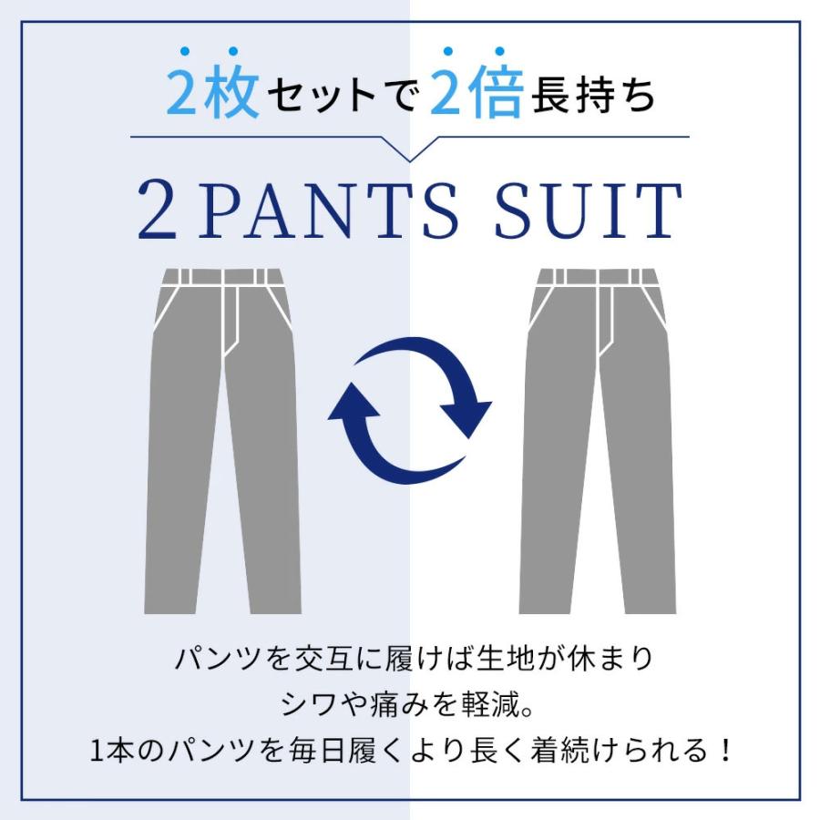【スーツスクエア】メンズ スーツ 上下セット 涼しい 冷たい 春夏 グレー 2ボタン ツーパンツ 接触冷感 グレンチェック グレー 洗える ビジネス パンツ2本の画像