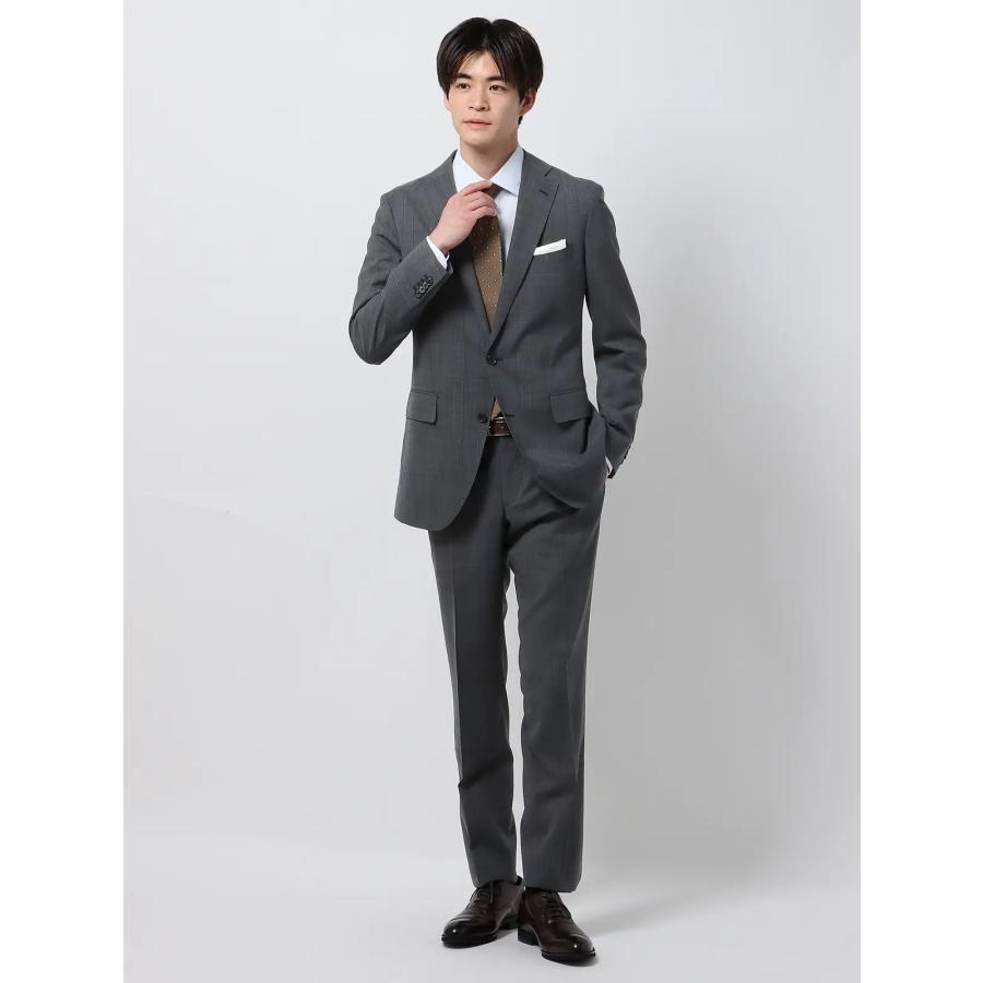 グレー系チェック 2つボタン ビジネススーツジャケット・パンツ WEB限定／冷たいスーツ／ツーパンツ／ウォッシャブル／接触冷感／2つ