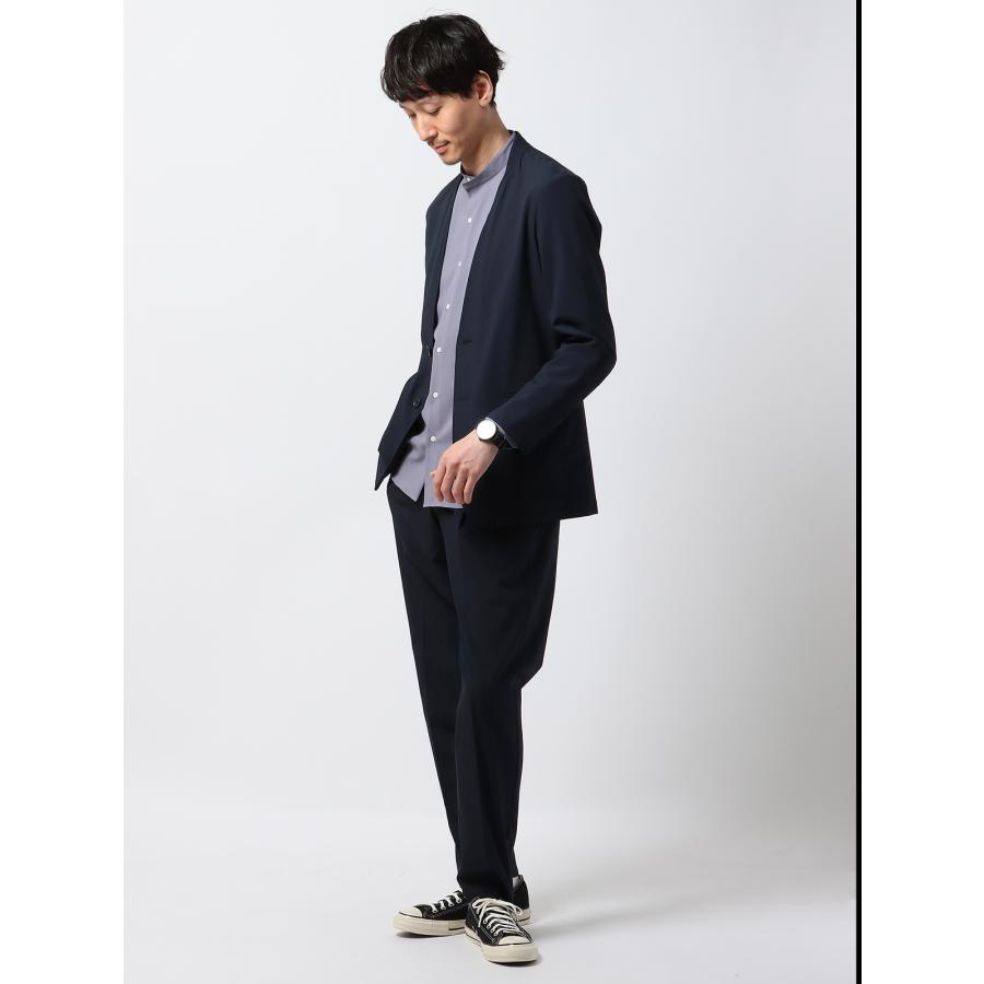marka セットアップ ノーカラージャケット イージースラックス ネイビー SUIT SQUARE（スーツスクエア） 【スーツスクエア】ノーカラー