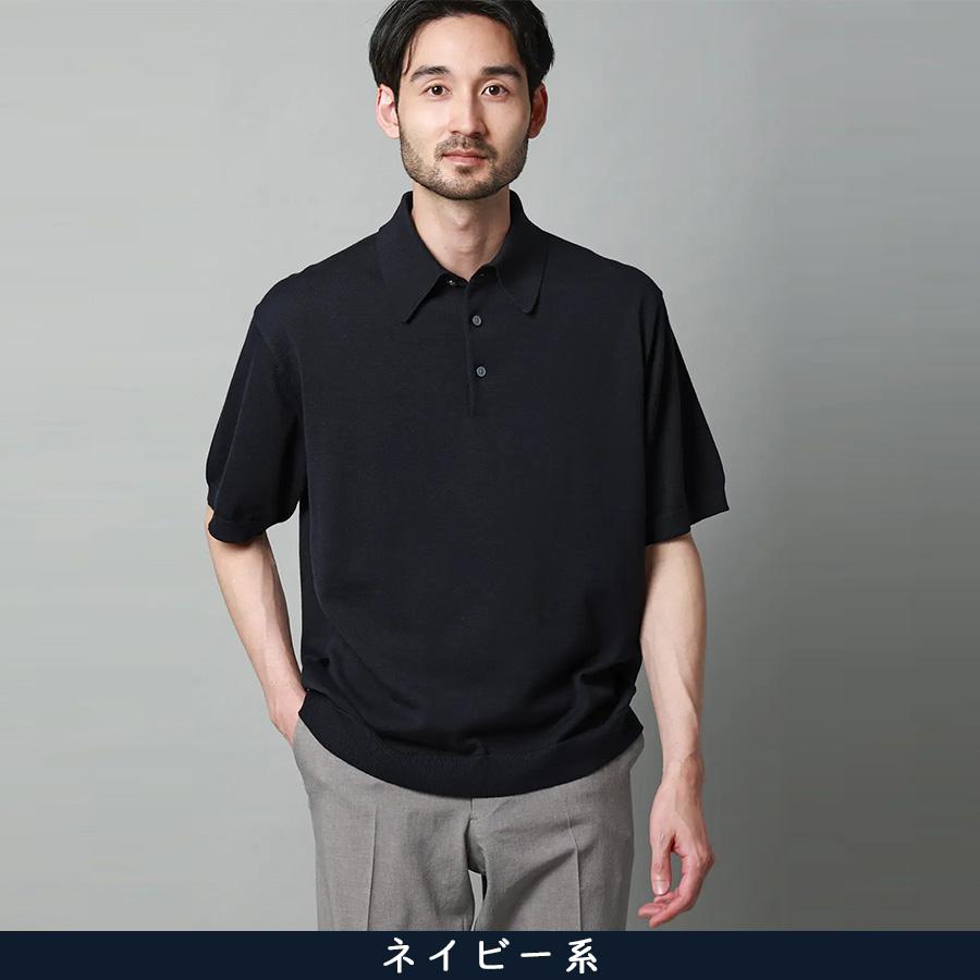 ネイビー ポロ 半袖ニット JOHN SMEDLEY ジョンスメドレー日本公式