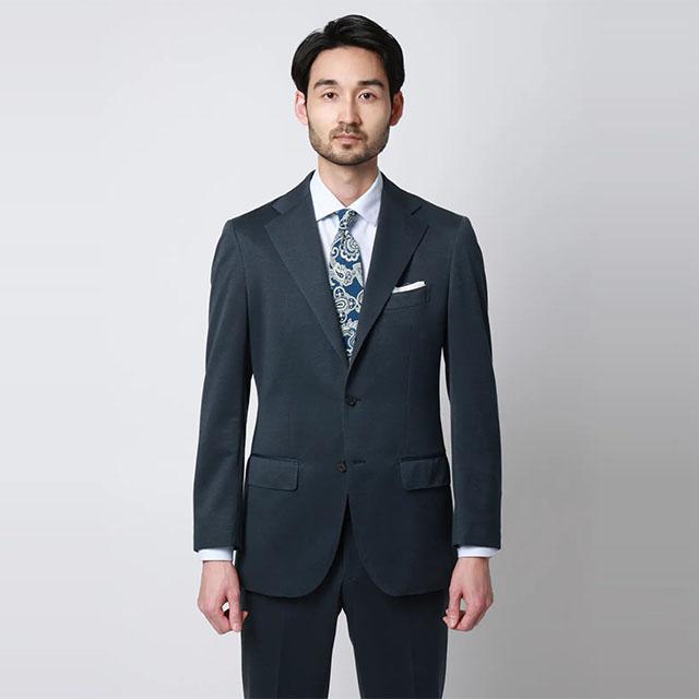 【スーツスクエア】メンズ 春夏 スーツ 涼しい ひんやり 上下セット 背広 紳士服 ブルー 青 ストレッチ 接触冷感 無地 シングルブレスト 3つボタン段返り 背抜きの画像