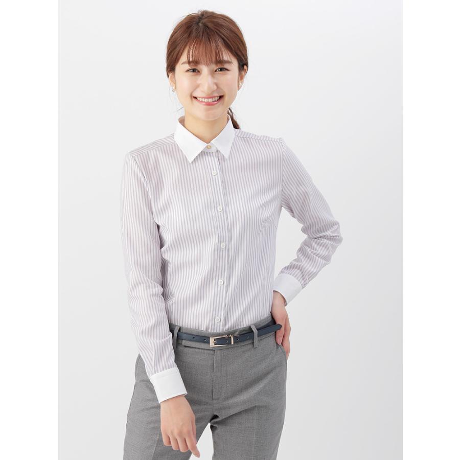 シャツ ブラウス レディース Easy Care Blouse クレリック レギュラーカラー ストライプ ホワイト パープル ザ スーツカンパニーpaypayモール店 通販 Paypayモール