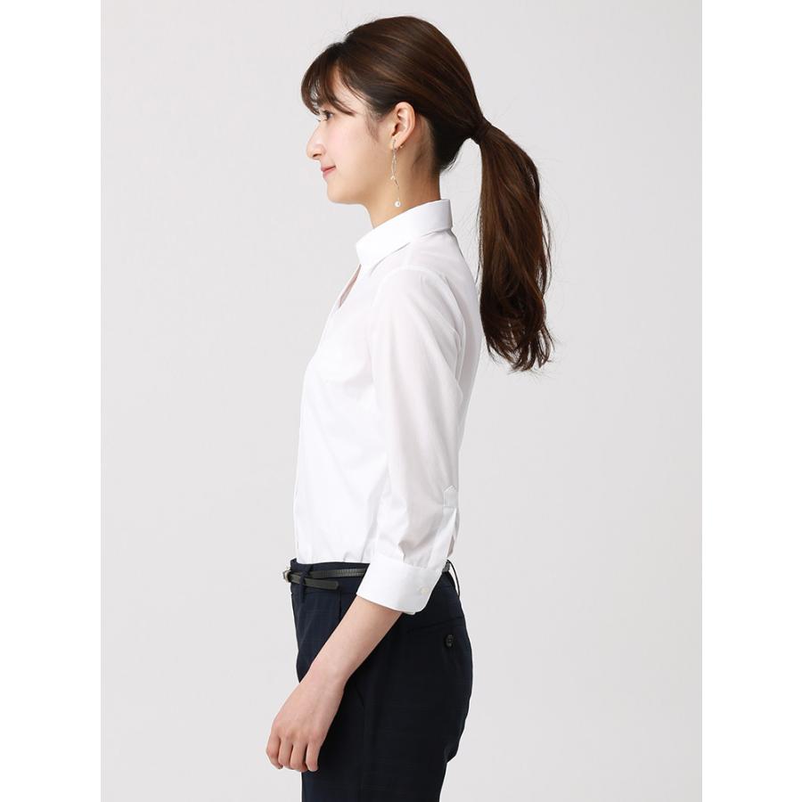 シャツ ブラウス レディース 7分袖 Cool Max Easy Care Blouse スキッパーカラー シャドーストライプ ホワイト ザ スーツカンパニーpaypayモール店 通販 Paypayモール