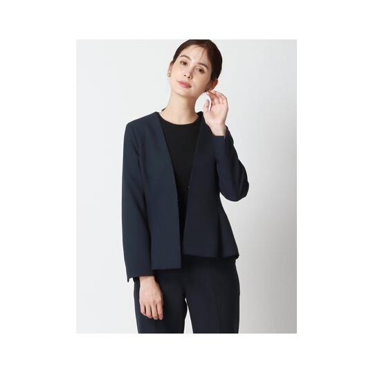 ヨリ yori ノーカラーコート 薄手 前開き ティアード F ベージュ系