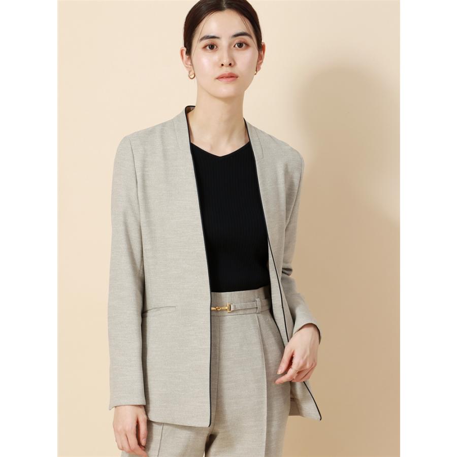 ※ほぼ未使用品【SUIT SQUARE】ビジネスジャケット ベージュ ジャケット／Vカラー／ウォッシャブル／ストレッチ／WOOLISH