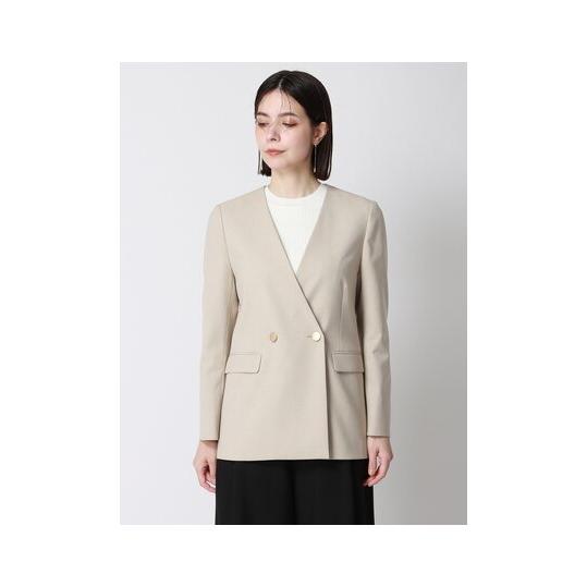 スーツスクエア】レディース ジャケット ベージュ Vカラー ダブル