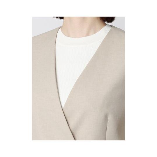 タグ付き✨美品✨エストネーション Vネックノーカラースーツ　38 ベージュ系 ラスト1点】【即日発送】ノーカラーVネックジャケット（ライトブラウン