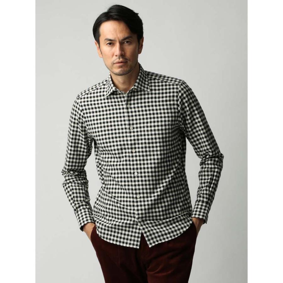 カジュアルシャツ メンズ Etonne ビエラシャツ ブラック ホワイト