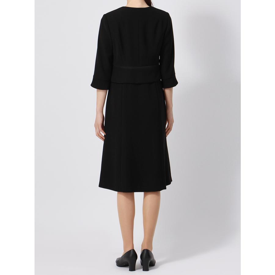 防水黒ワンピーススーツ フェイクファー付き ニッセン 喪服 礼服 ワンピース オールシーズン レディース