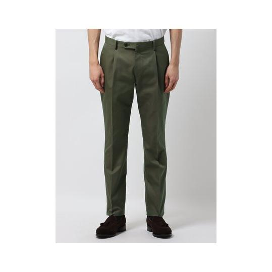 【スーツスクエア】メンズ タックテーパードパンツ テーパード パンツ ウォッシャブル コットンツイル 撥水 ワンタック 春夏 無地 スラックス IN12 カーキ系 | SUIT SQUARE | 01