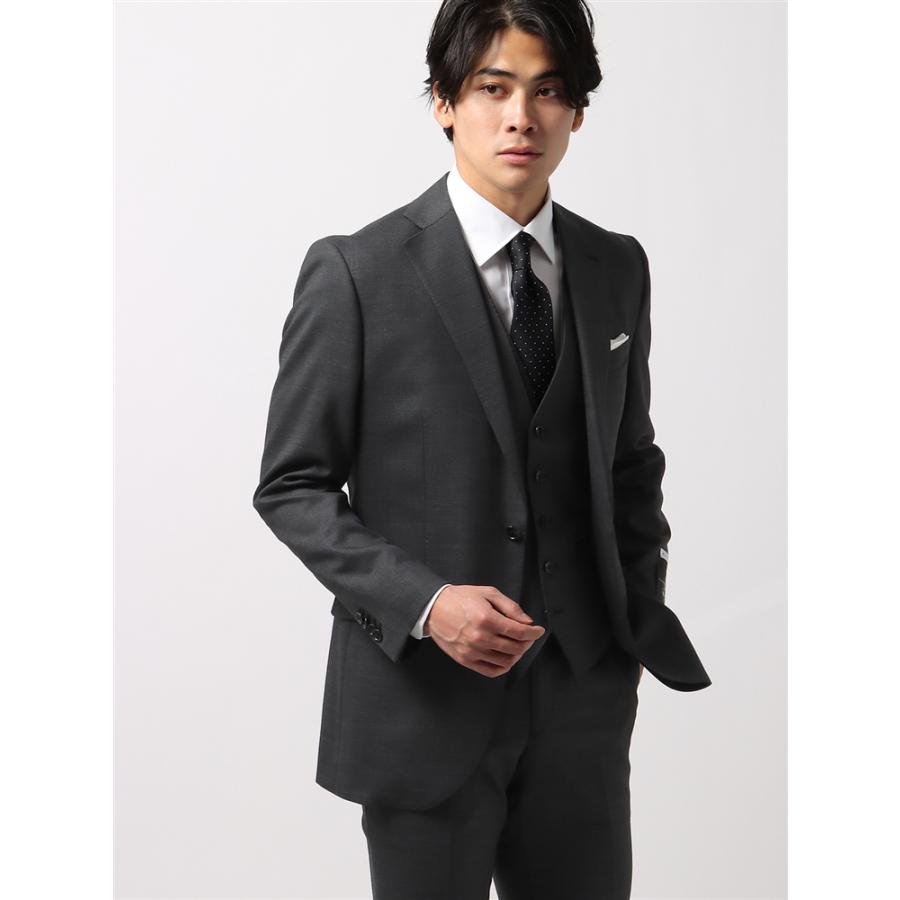 グレー ストライプ スーツジャケット 2つボタン スーツ 2つボタン【WEB限定】4WAYストレッチ ストライプ