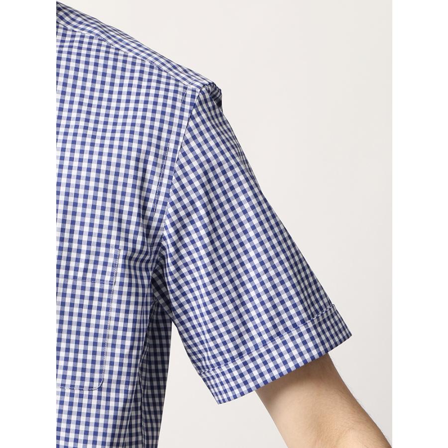 【スーツスクエア】メンズ ワイシャツ 半袖 形態安定 COOL MAX ボタンダウンカラー チェック BASIC ドレスシャツ ネイビー｜uktsc｜06