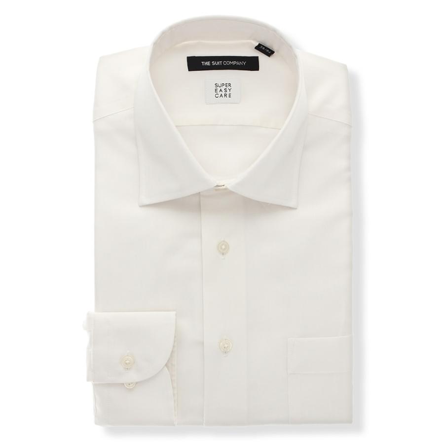 ドレスシャツ/長袖/メンズ/BASIC/SUPER EASY CARE/ワイドカラードレスシャツ 無地 オフホワイト