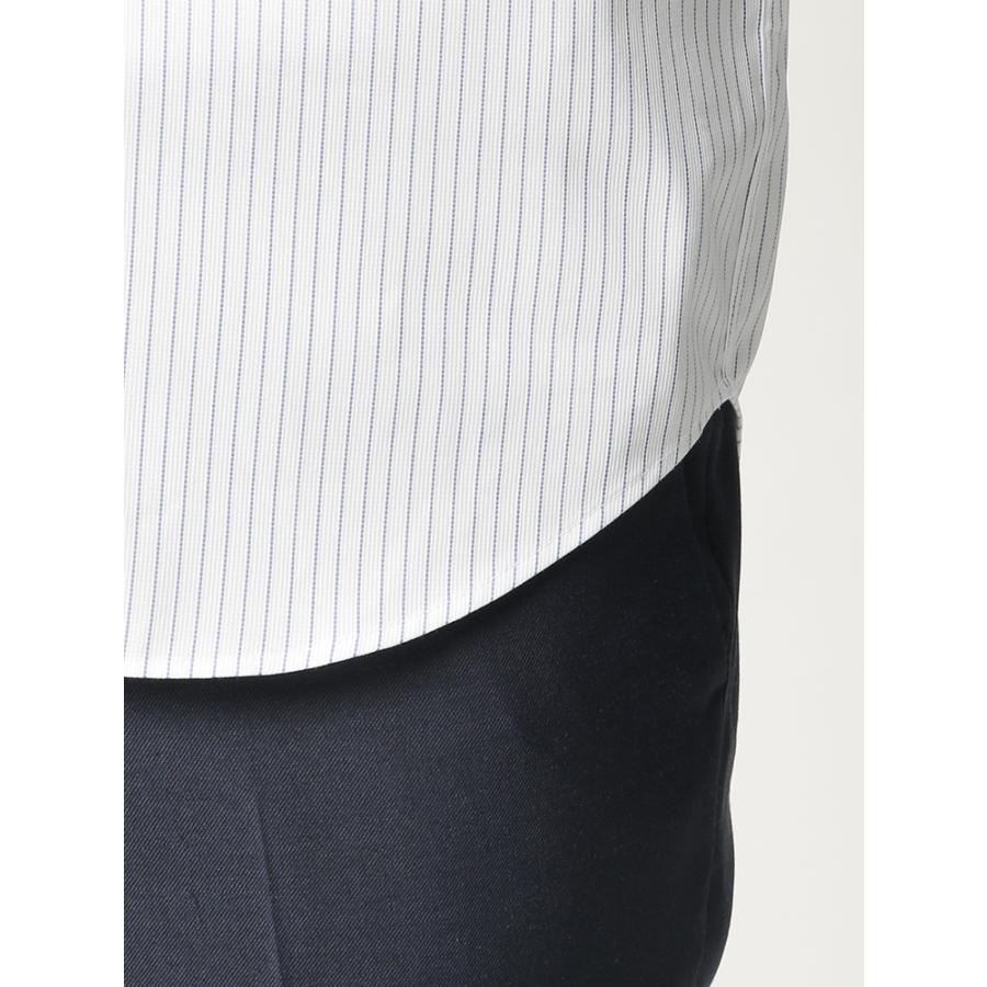 【スーツスクエア】メンズ ワイシャツ 半袖 形態安定 COOL MAX ワンピースカラー ストライプ FIT ドレスシャツ ブルー｜uktsc｜07