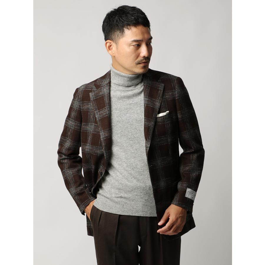 ビジネスジャケット メンズ 秋冬 Canonico ウールファンシーブークレメッシュチェック柄ジャケット ブラウン ザ スーツカンパニーpaypayモール店 通販 Paypayモール