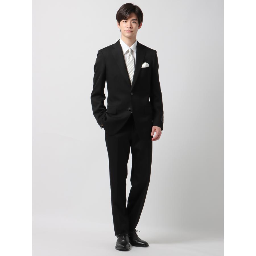 【スーツスクエア】フォーマルスーツ メンズ スーツ ジャケット パンツ 尾州 無地 IZ01 ブラック系 冠婚葬祭 礼服 喪服 ブラックフォーマル オールシーズンの画像