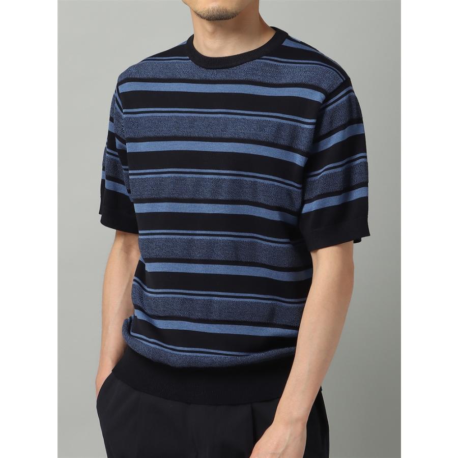 ロゴ ニットTシャツ 半袖 クルーネック ゆったり カジュアル SUIT SQUARE 【SALE価格】【スーツスクエア】メンズ クルー