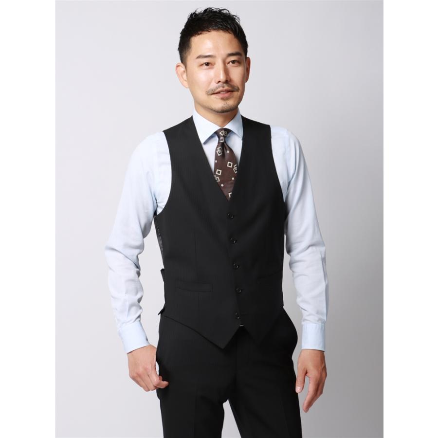 マジ　メンズ　スーツ　スリーピース　ブラック　シャドーストライプ　大きいサイズ SUIT SQUARE（スーツスクエア） 【スーツスクエア】メンズ スーツ