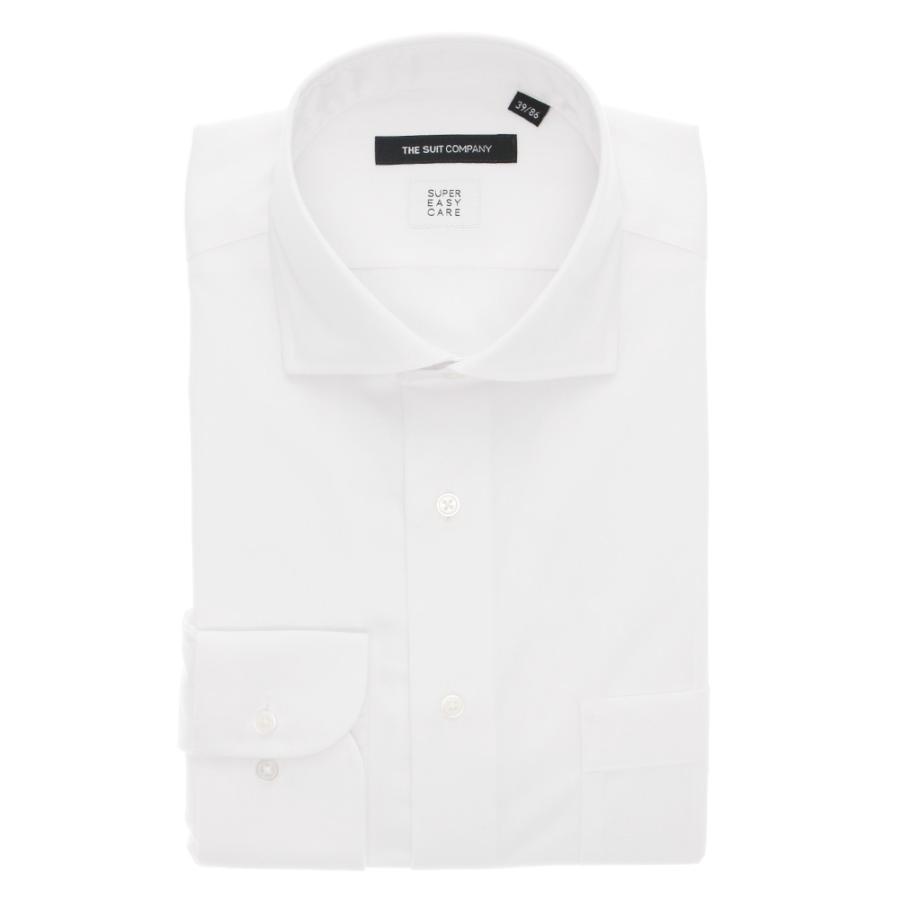 ドレスシャツ/長袖/メンズ/BASIC/CORDURA(R) Fabric/ワイドカラードレスシャツ 無地 ホワイト