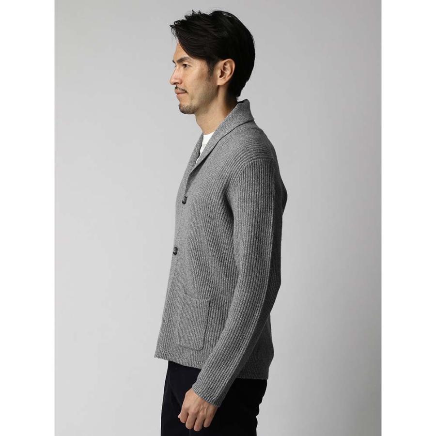 カーディガン メンズ Etonne ウールナイロン ショールカラーニット