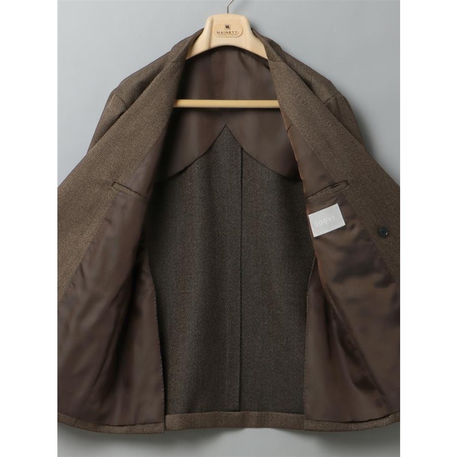 GOOVI ダブルブレストジャケット ヘビーウール杢カルゼ ブラウン GOOVI