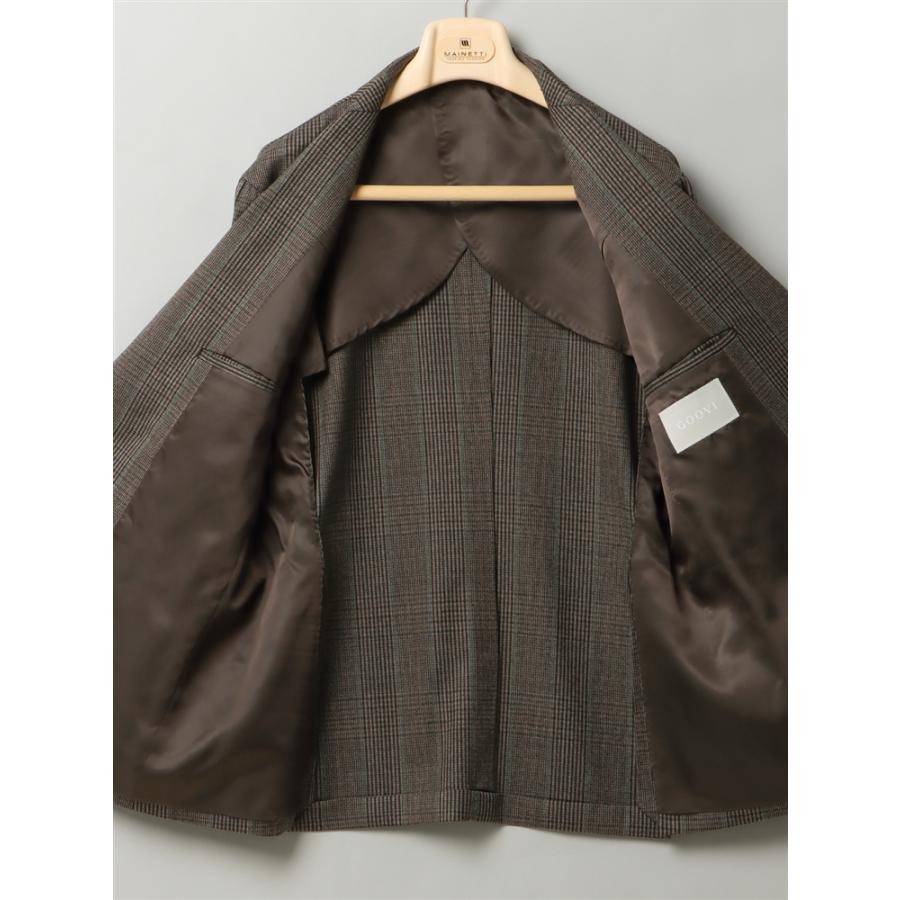 GOOVI ダブルブレストジャケット ヘビーウール杢カルゼ ブラウン