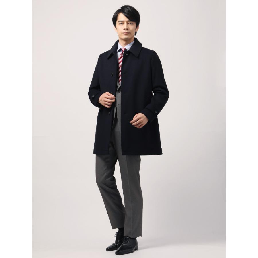コート アウター メンズ 秋冬 ウールステンカラーコート ネイビー ザ