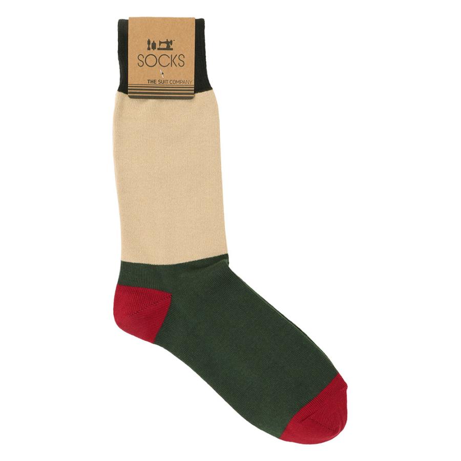 ソックス 靴下 カジュアル メンズ フリーサイズ マルチカラー切替ソックス ベージュ グリーン レッド ザ スーツカンパニーpaypayモール店 通販 Paypayモール