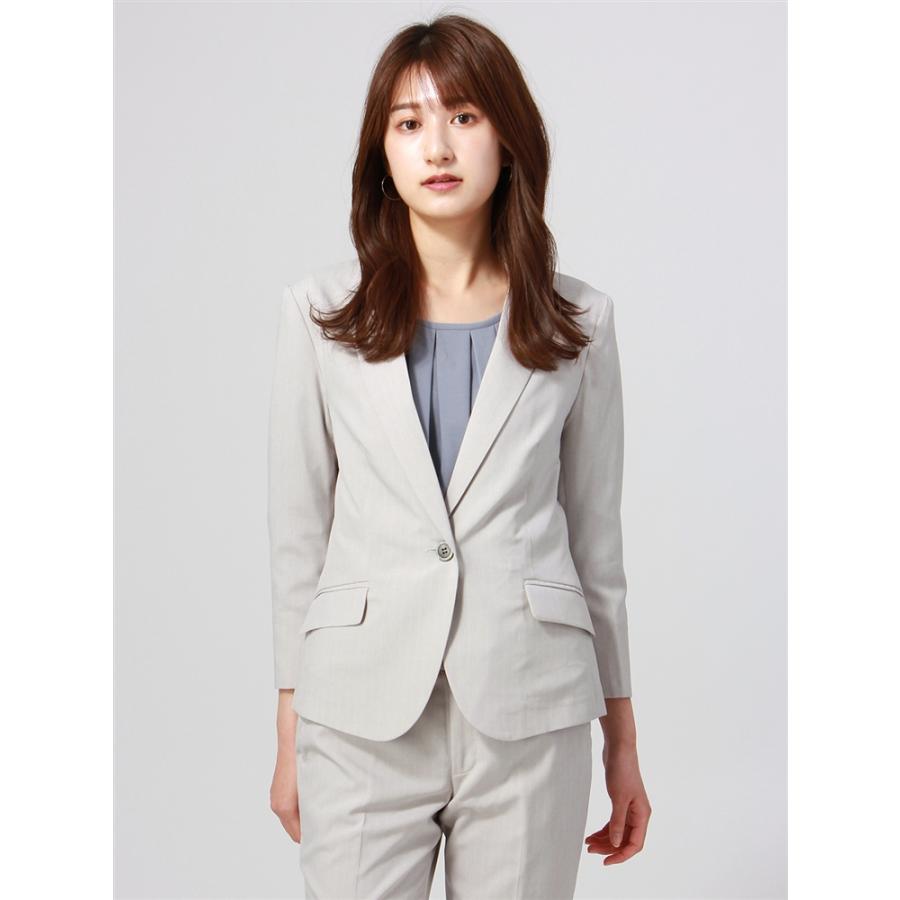 48 割引21新作モデル ウォッシャブル ピンストライプ柄テーラードジャケット ライトグレー ジャケット レディースファッション ファッション Www Kapturecam Co Nz