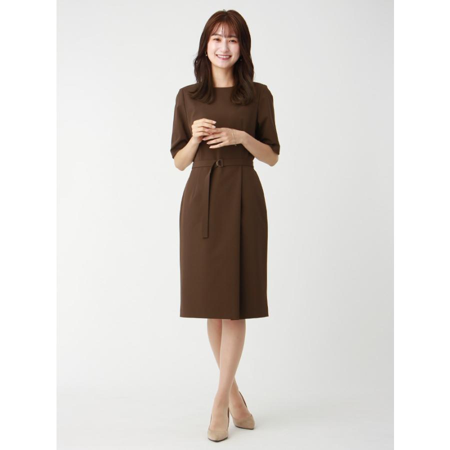ハンドウォッシュ ダブルクロス2wayストレッチ ベルト付きワンピース 通年用 ブラウン ザ スーツカンパニーpaypayモール店 通販 Paypayモール