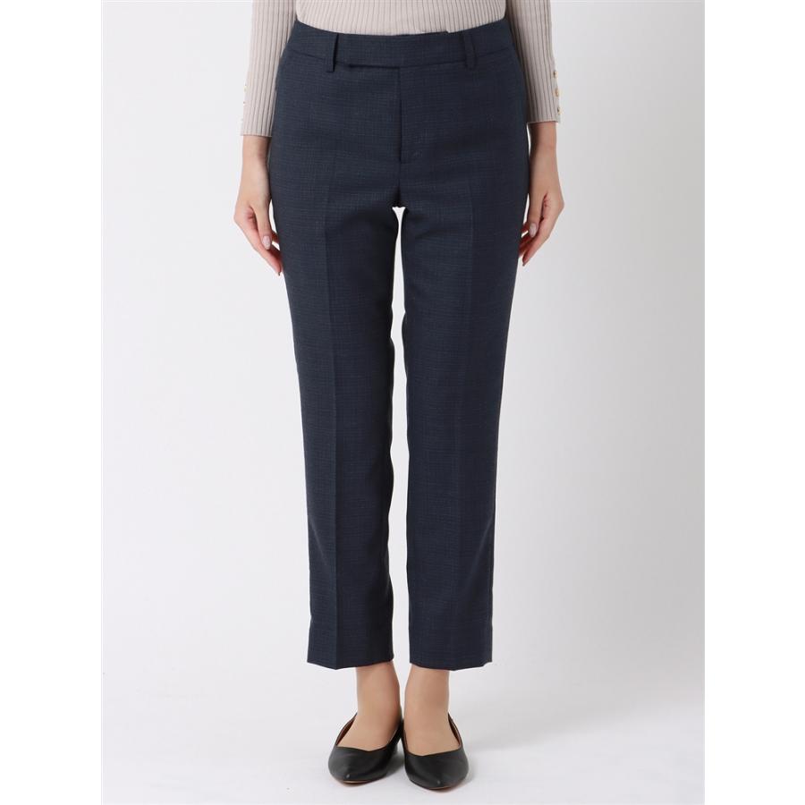 【n-lien】ストレッチ ウォッシャブル チェック パンツスーツ ネイビー n-lien】ストレッチ ウォッシャブル チェック パンツスーツ