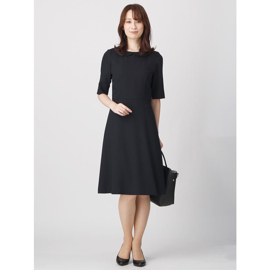 日本産 Formal Destyle ウールストレッチラチネ 2way5分袖ワンピース 通年用 ネイビー 豪華 Nicmosul Org