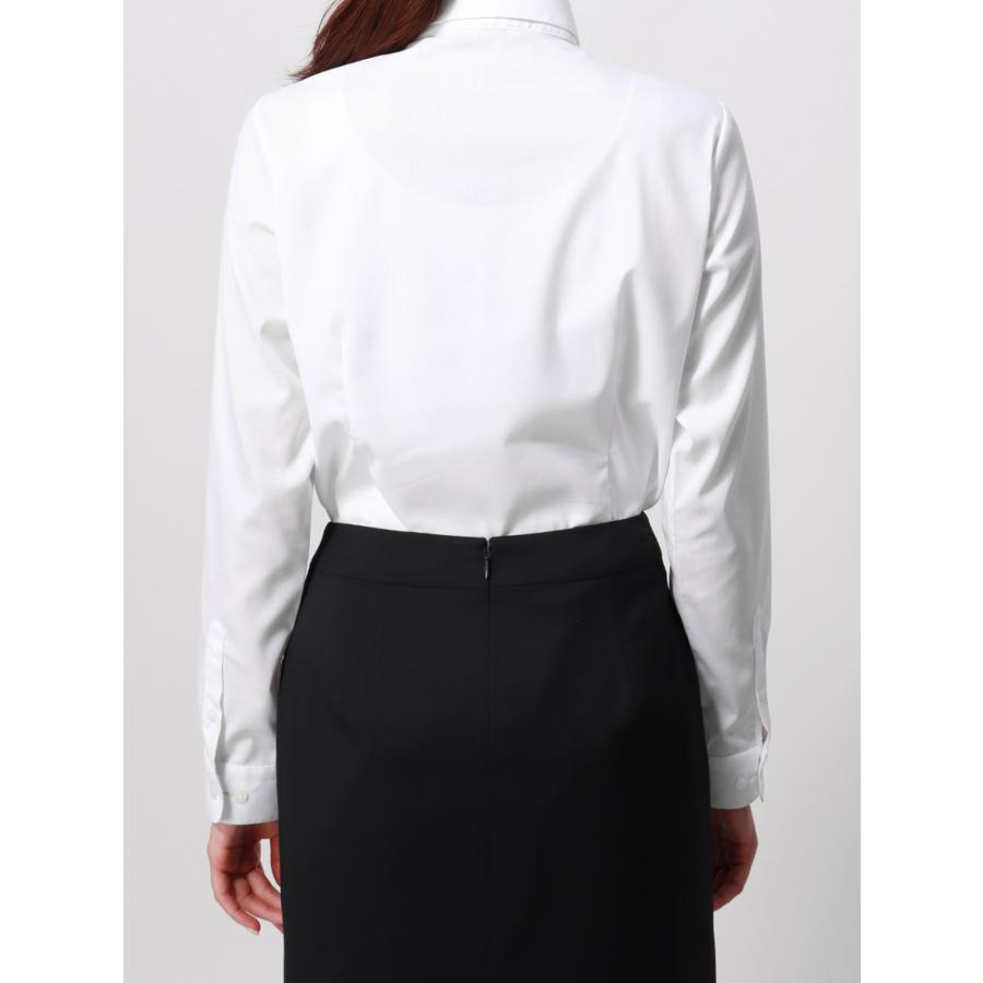 クリーム色 長袖リボン付きシャツ SUIT SQUARE 【スーツスクエア】レディース リボン付き