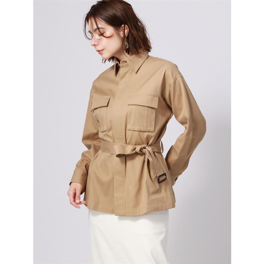 33 割引 内祝い La Splendina ウォッシャブル コットンツイル ベルテッドサファリジャケット 通年用 ベージュ ジャケット レディースファッション ファッション Solcaloja Med Ec