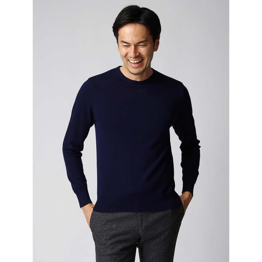 ニット メンズ ウォッシャブル プレーティング天竺クルーネックニット