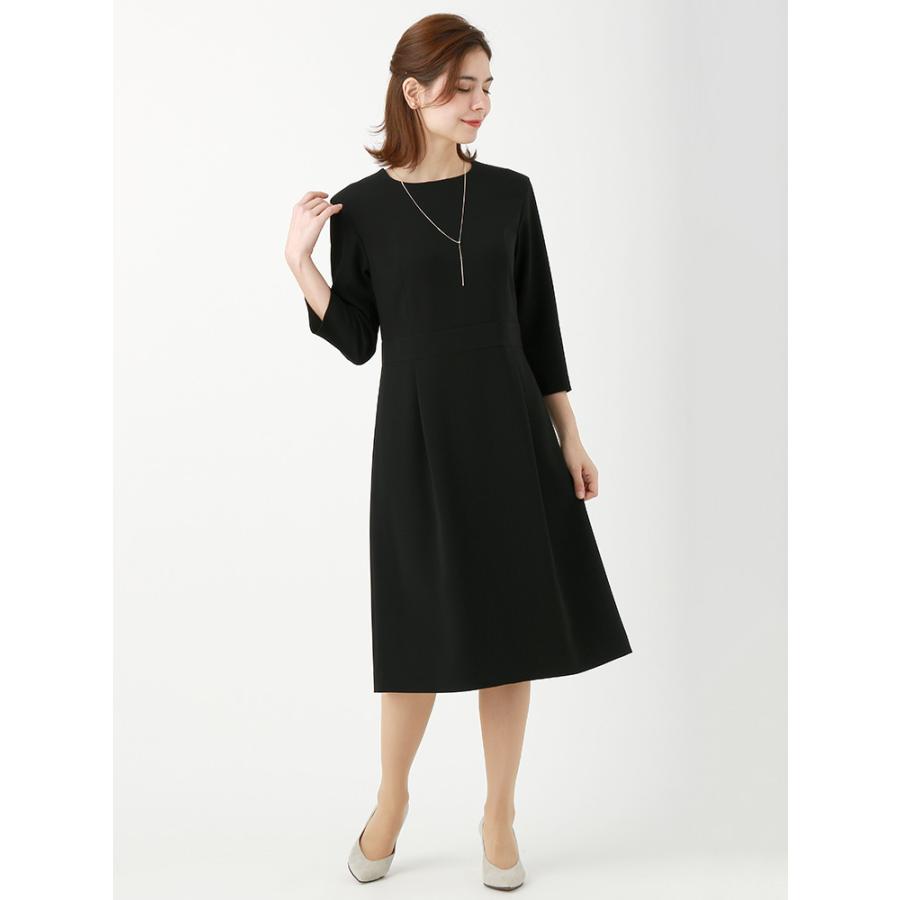 スーツ レディース セットアップ対象 通年 トリアセテートダブルクロスラウンドネックワンピース ブラック ザ スーツカンパニーpaypayモール店 通販 Paypayモール