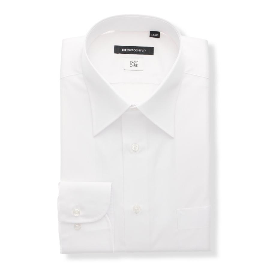 【スーツスクエア】 メンズ ワイシャツ 長袖 形態安定 再生繊維 レギュラーカラー 無地  ドレスシャツ ホワイト｜uktsc｜02