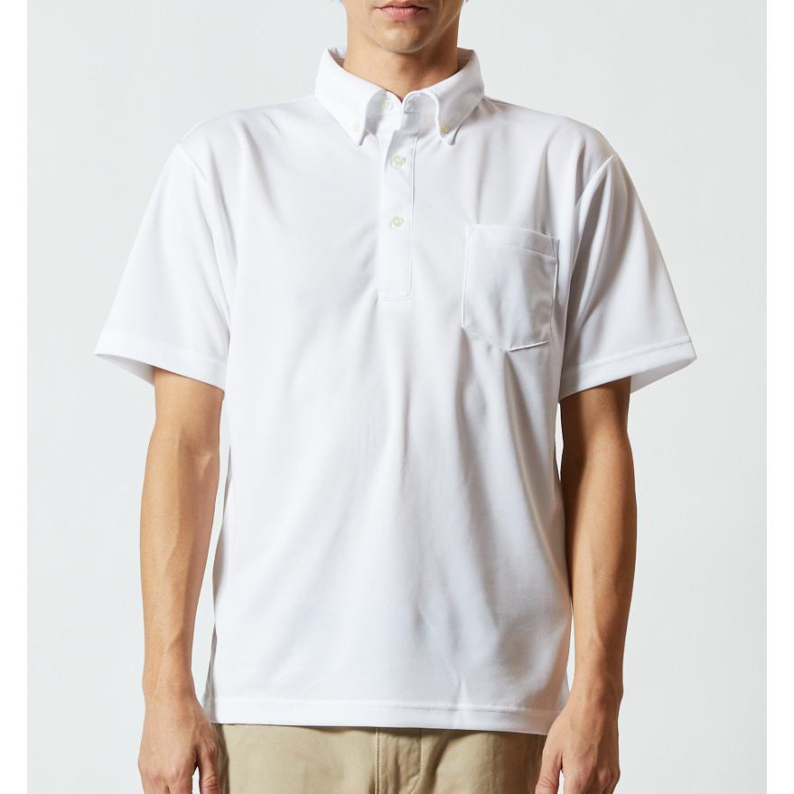 ポロシャツ メンズ 半袖 ボタンダウン ポケット付 4.1oz ドライ 無地