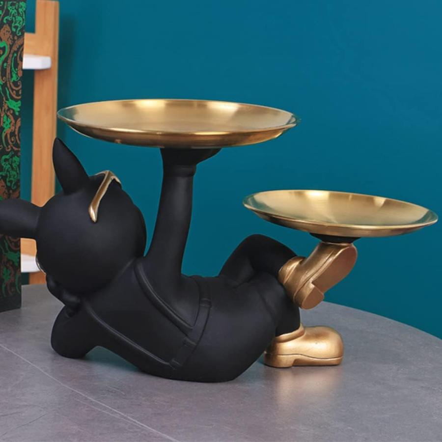 犬の置物 楽天市場】置物 鍵置き 犬の像の装飾トレイ フレンチブルドック