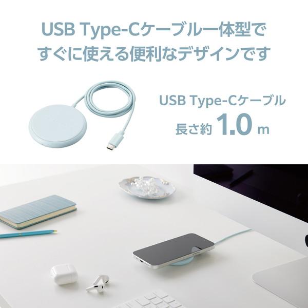 エレコム W-QA25BU ワイヤレス充電器 Qi認証 5W 卓上 滑り止めパッド ケーブル一体 おくだけ充電  iPhone Android Galaxy Xperia スマホ Airpods 等各種｜ulmax｜04