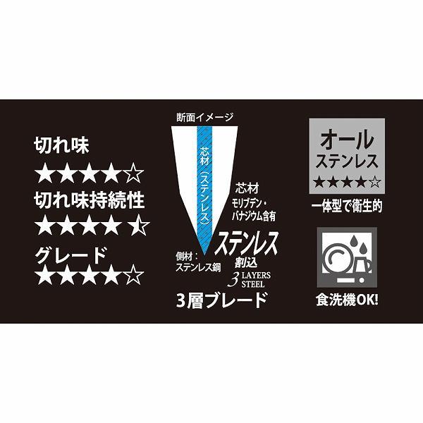 (3個セット) リバティーコーポレーション FN-114 包丁 三徳 ディンプル オールステンレス 割込 165mm 食洗機対応_2