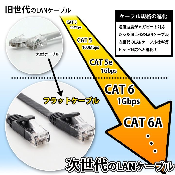 LANケーブル ランケーブル フラット 5m CAT6準拠 1年保証 ストレート ツメ折れ防止カバー フラットLANケーブル UL.YN|ulmax|08