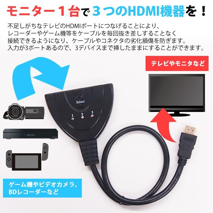 HDMI切替器 HDMIセレクター 入力3ポート-出力1ポート 1080p 自動・手動切換え フルHD対応 電源不要 ゲーム機 レコーダー UL.YN｜ulmax｜03