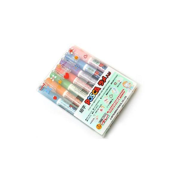 三菱鉛筆 PC3ML.7C 水性マーカー ポスカ 細字 ラメ入り 7色セット