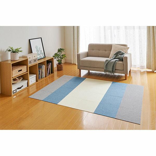 (12個セット) サンコー おくだけ吸着 獣医師推奨 ペット用撥水タイルマット 30cm×30cm 20枚入 メランジブルー 犬猫 カーペットの画像