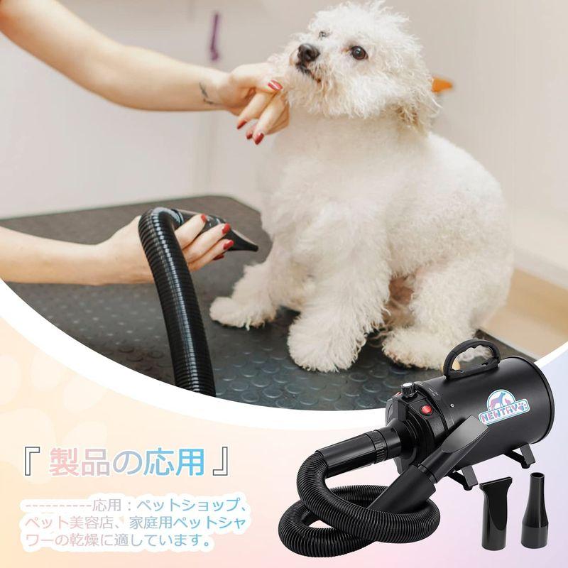 NEWTRY ペットドライヤー ペットヘアードライヤー ブロワー 無段階速度制御 送風機 3つのノズル付き 風速、温度調整可能 強いブロー力 強いブロー力