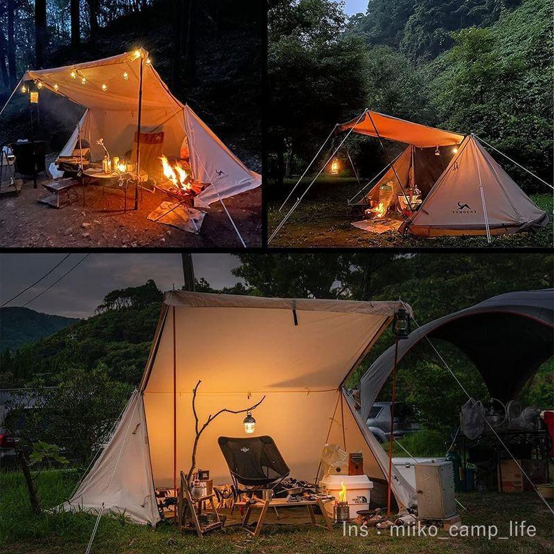 TOMOUNT パップテント ポーランド軍幕 TC素材 4シーズン適用 ソロ テント 多機能 日よけ 焚火 難燃 遮光 撥水 キャンプ 2本 4シーズン適用