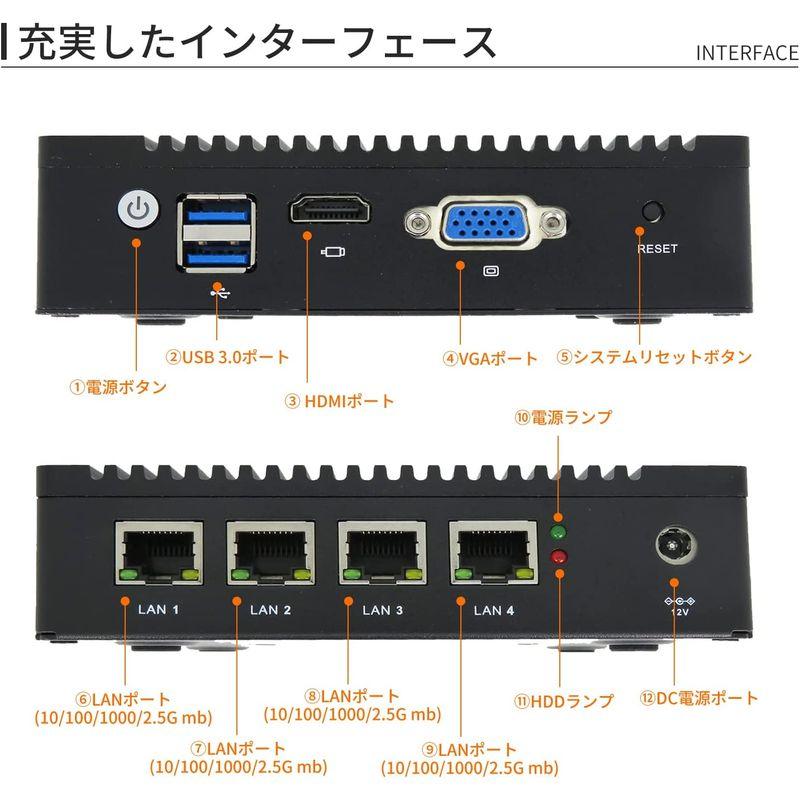 Skynew ミニPC ファンレス ほぼ無音 業務用 産業用PC 2.5Gbps対応LAN×4 Wi-Fi搭載 低消費電力 インテル Pen インテル DDR3L